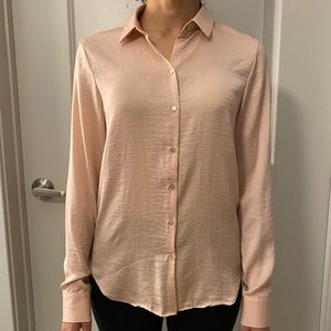 Blush satin button down, XS, elegant